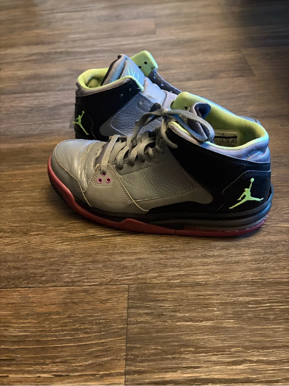 Nike Jordan Flight Origin Men's Basketball Shoes Cool Grey/Flash Lime Size 8.5